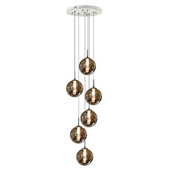 NETTLIFE Suspension G9 verre gris Diam.31cm 6 ampoules couleur cuisine salon lampe chambre lampe couloir 