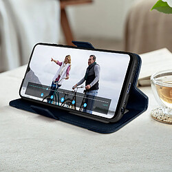 Acheter Avizar Étui Vivo Y55 5G Porte-carte Support vidéo Double languette magnétique Bleu nuit