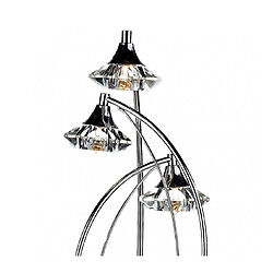 Luminaire Center Lampadaire Luther chrome poli et cristal 3 ampoules