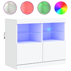 Maison Chic Commode Buffet - Meuble de rangement avec lumières LED blanc 81x37x67 cm -GKD19160