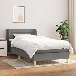 Maison Chic Lit Adulte - Lit simple Lit à sommier tapissier et matelas moelleux - Meuble de Chambre - Gris foncé 90x190 cm Tissu -MN50596