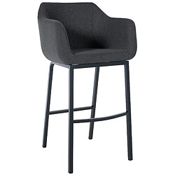 Decoshop26 Tabouret de bar chaise haute x1 recouvert de feutrine gris avec piètement à quatre pieds en métal noir 10_0005235