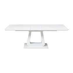 Avis Vente-Unique Table à manger extensible 6 à 8 personnes en MDF - Blanc laqué - LAZINEO