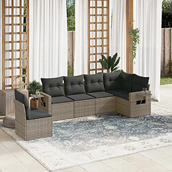 vidaXL Salon de jardin 6 pcs avec coussins gris résine tressée