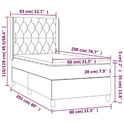 vidaXL Sommier à lattes de lit et matelas Gris clair 80x200 cm Velours pas cher