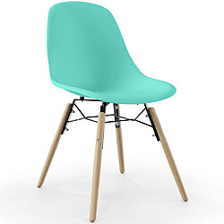 ICONIK INTERIOR Chaise de Salle à Manger - Design Scandinave - Pieds en Bois - Skögur Turquoise