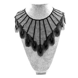 Wewoo 10 PCS en forme de plume dentelle collier de broderie fleur faux accessoires de vêtements de bricolagetaille 29 x 27 cm noir