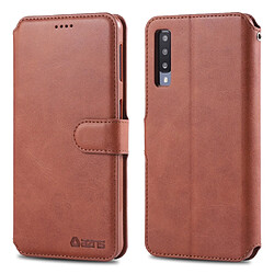 Wewoo Housse Coque Pour Galaxy A50 AZNS Étui en cuir avec rabat magnétique et texture de mollet support et fentes cartes et cadre photo Marron