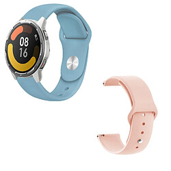 Kit 2x Bracelet En Silicone Lisse Phonecare Pour Huawei Watch Ultimate Titanium - 46mm - Bleu Ciel / Rose Clair