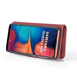 Wewoo Housse Coque Etui en cuir Crazy Horse Texture Flip détachable magnétique avec support et fentes pour cartes et portefeuille Galaxy A20 et A30 Rouge pas cher