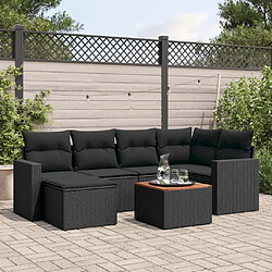 Maison Chic Salon de jardin 7 pcs avec coussins | Ensemble de Table et chaises | Mobilier d'Extérieur noir résine tressée -GKD55283