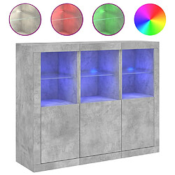 vidaXL Buffets avec lumières LED 3 pcs gris béton bois d'ingénierie