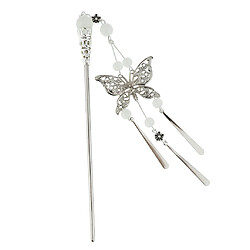 Epingle Chinoise Bâton Pique à Cheveux Motif Papillon avec Perle Pendentif