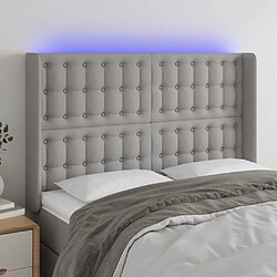 Maison Chic Tête de lit scandinave à LED,meuble de chambre Gris clair 147x16x118/128 cm Tissu -MN27001