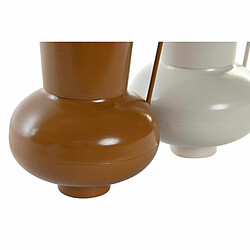 Vase DKD Home Decor 13 x 12.5 x 17 cm Beige Métal Orange Moutarde (2 Unités)