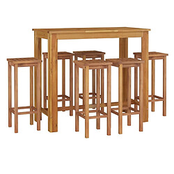 Avis Maison Chic Table de bar et chaises d'extérieur 7 pcs,Ensemble de bar de jardin pour relax bois d'acacia solide -GKD747366