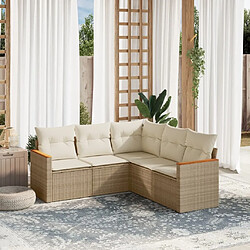 Maison Chic Salon de jardin avec coussins 5 pcs | Ensemble de Table et chaises | Mobilier d'Extérieur beige résine tressée -GKD37837