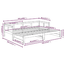 vidaXL Lit coulissant sans matelas bois de pin massif 2x(90x200) cm pas cher