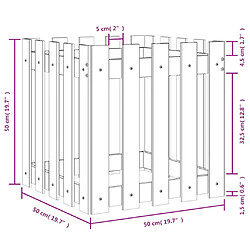 vidaXL Jardinière avec design de clôture 50x50x50 cm pin imprégné pas cher