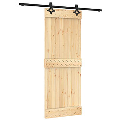 vidaXL Porte coulissante et kit de quincaillerie 80x210 cm pin massif