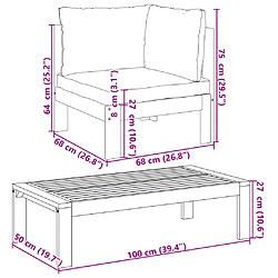 vidaXL Salon de jardin avec coussins 2 pcs bois massif acacia pas cher