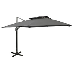 Helloshop26 Parasol déporté à double toit 300 x 300 cm anthracite 02_0008556