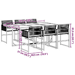 vidaXL Ensemble à manger de jardin coussins 7 pcs noir résine tressée pas cher