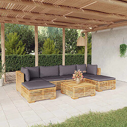 Maison Chic Salon de jardin 7 pcs + coussins - Mobilier/Meubles de jardin - Table et chaises d'extérieur Bois de teck solide -MN60427