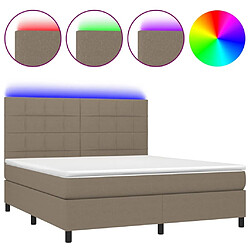 Maison Chic Lit adulte- Lit + matelas,Sommier à lattes de lit et matelas et LED Taupe 180x200cm Tissu -GKD98117