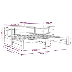 vidaXL Lit coulissant sans matelas noir 2x(80x200)cm pas cher