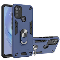 Coque en TPU antichoc, hybride avec béquille à anneau rotatif bleu pour votre Motorola Moto G50