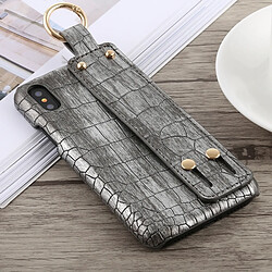 Wewoo Crocodile Texture PU + Coque PC pour iPhone X, avec support (Gris)