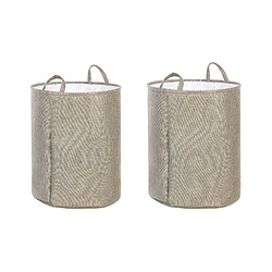 Beliani Lot de 2 paniers en tissu polyester beige SAMTI