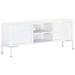 vidaXL Meuble TV Blanc 115x30x46 cm Bois massif de manguier