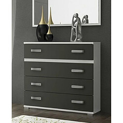 Pegane Commode meuble de rangement coloris blanc/graphite - Longueur 89 x Profondeur 39.6 x Hauteur 89.6 cm