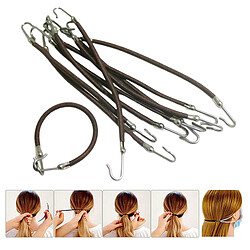 Avis 10Pcs Ponytail Crochets Titulaire Bungee Bands Cheveux Cordes Cordon Élastique Clips Marron