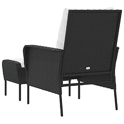 Acheter vidaXL Chaise de jardin avec tabouret noir résine tressée