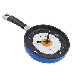 Horloge murale en forme d'oeuf au plat pour cuisine chambre bleu pas cher