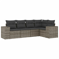 Maison Chic Salon de jardin 5 pcs avec coussins | Ensemble de Table et chaises | Mobilier d'Extérieur gris résine tressée -GKD64038