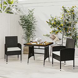 Maison Chic Mobilier à dîner 3 pcs de jardin - Ensemble table et chaises d'extérieur - Salon/Mobilier de jardin classique Résine tressée Noir -MN30631