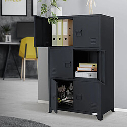 Avis ML DESIGN MODERN LIVING Armoire Bureau Anthracite 75x40x120cm Acier Classement 3 Compartiments 6 Portes