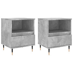 vidaXL Tables de chevet 2 pcs gris béton 40x35x50 cm bois d’ingénierie