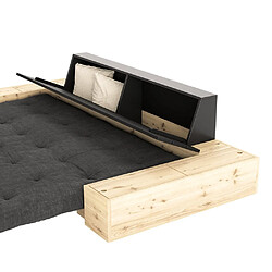 Acheter Inside 75 Canapé lit futon BASE lin couchage 130cm dossiers noirs et accoudoirs coffres