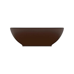 Vente-Unique Lavabo ovale de luxe vasque à poser de toilette lave-mains de salle de bain cuisine maison intérieur 40 x 33 cm céramique marron foncé mat 02_0002671