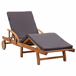 Maison Chic Chaise longue avec coussin | Bain de soleil Relax | Transat bois d'acacia solide -GKD86291