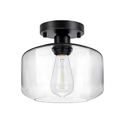 Industrielle Semi Encastré Au Plafond Lumière Abat-Jour En Verre, Ferme Plafond Luminaire, Près du Plafond Lumières Noir, e27 Base, Ampoule Pas Inclus