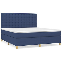 Maison Chic Lit adulte- Lit + matelas,Sommier à lattes de lit avec matelas Bleu 180x200 cm Tissu -GKD86768