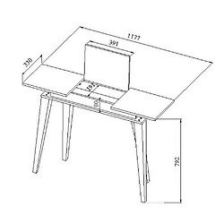 Inside 75 Console design scandinave SQUARE plateau abattant