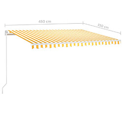 vidaXL Auvent manuel rétractable avec LED 450x350 cm Jaune et blanc pas cher