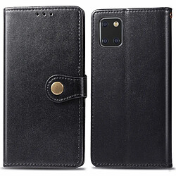 Etui en PU fermoir magnétique de couleur unie avec support noir pour votre Samsung Galaxy A81/Note 10 Lite